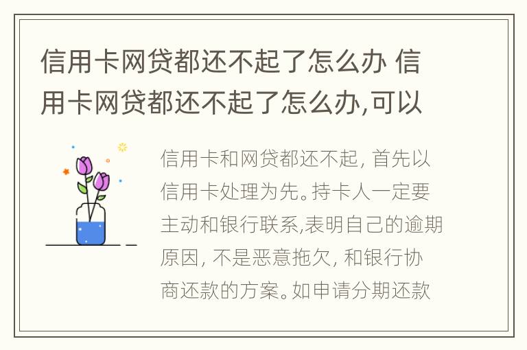 信用卡網(wǎng)貸都還不起了怎么辦 信用卡網(wǎng)貸都還不起了怎么辦,可以跟銀行貸款嗎