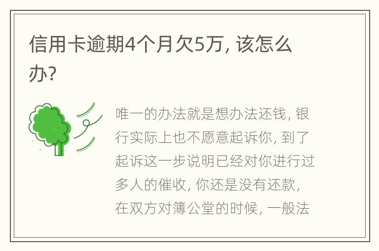 信用卡逾期4個(gè)月欠5萬, 該怎么辦?