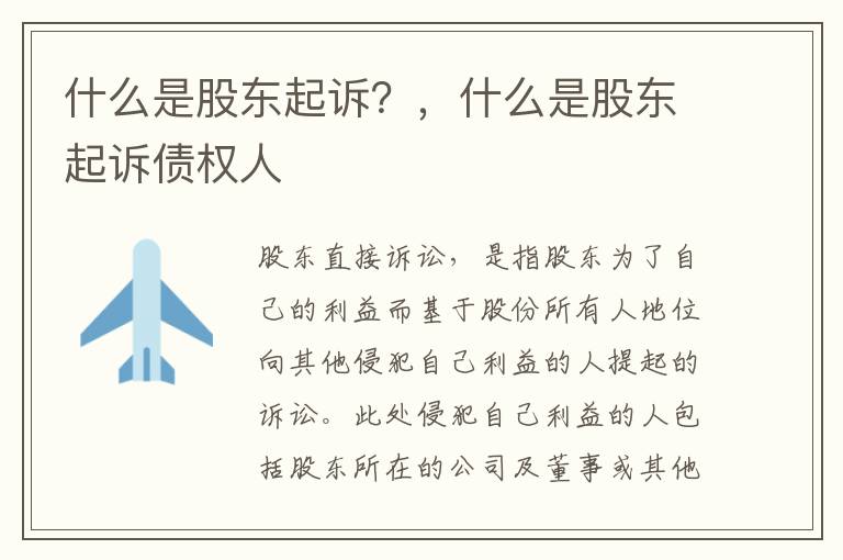 什么是股東起訴？，什么是股東起訴債權(quán)人