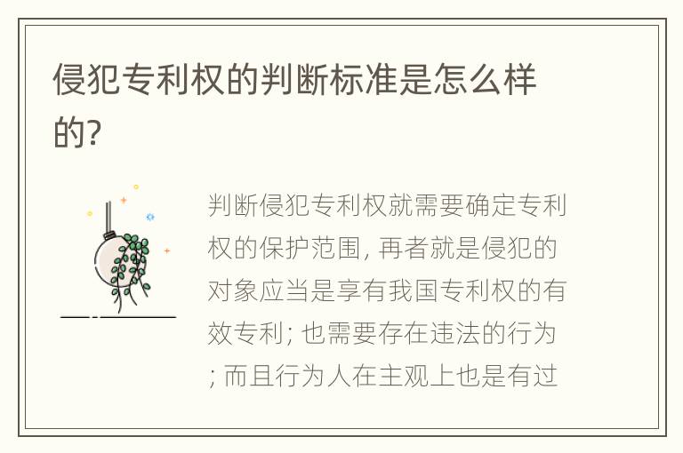 侵犯專利權(quán)的判斷標準是怎么樣的？
