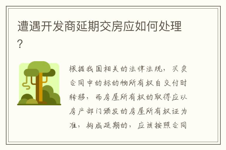 遭遇開發(fā)商延期交房應(yīng)如何處理？