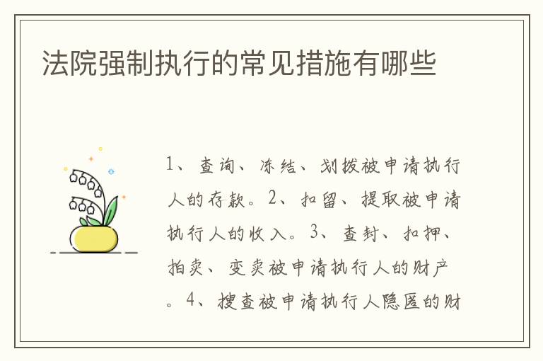 法院強制執(zhí)行的常見措施有哪些