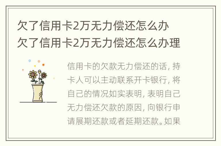 欠了信用卡2萬無力償還怎么辦 欠了信用卡2萬無力償還怎么辦理