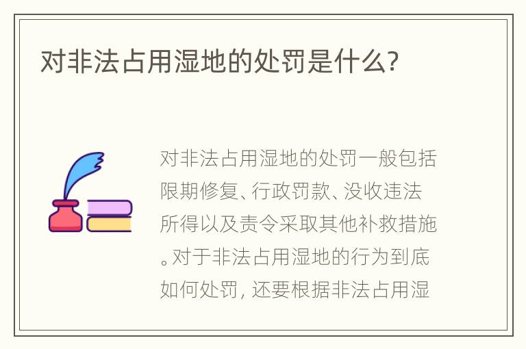 對非法占用濕地的處罰是什么？