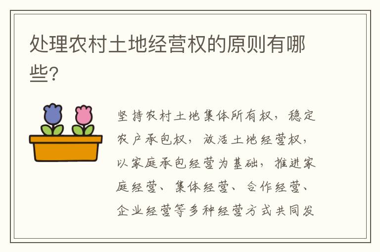 處理農(nóng)村土地經(jīng)營權(quán)的原則有哪些?