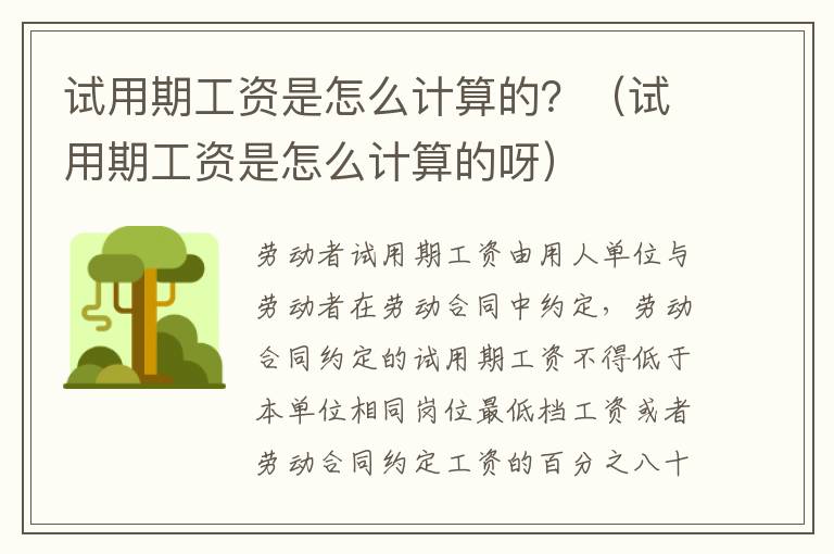 試用期工資是怎么計算的？（試用期工資是怎么計算的呀）