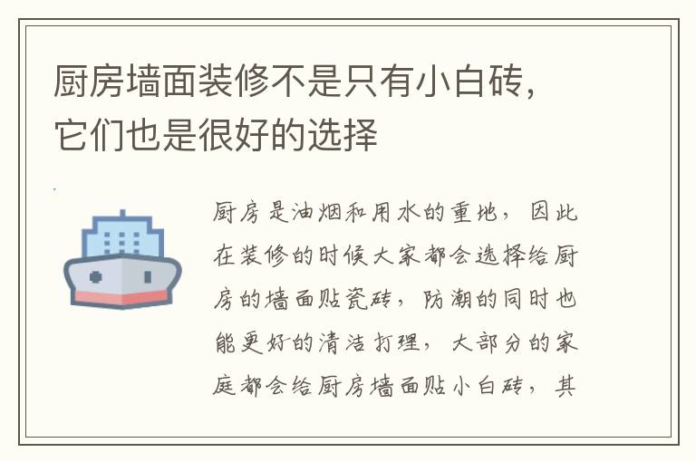 廚房墻面裝修不是只有小白磚，它們也是很好的選擇