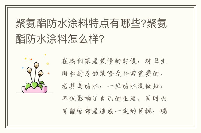 聚氨酯防水涂料特點有哪些?聚氨酯防水涂料怎么樣？