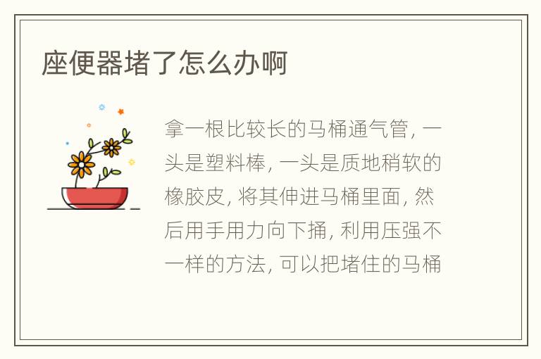 座便器堵了怎么辦啊