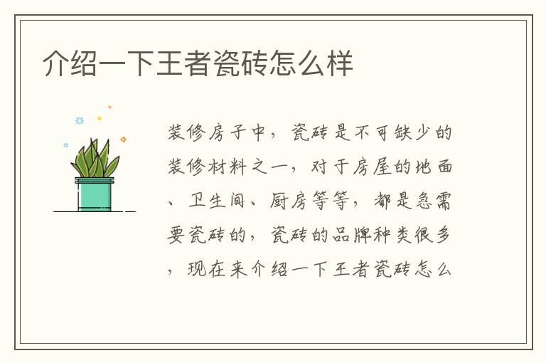 介紹一下王者瓷磚怎么樣