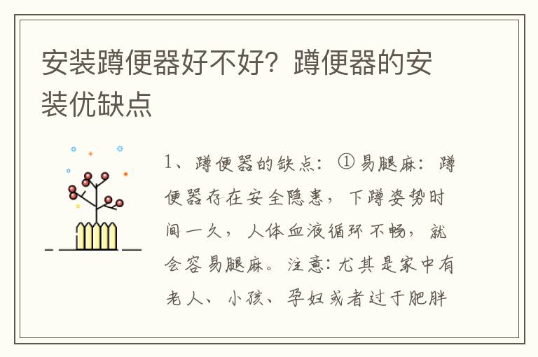 安裝蹲便器好不好？蹲便器的安裝優(yōu)缺點(diǎn)