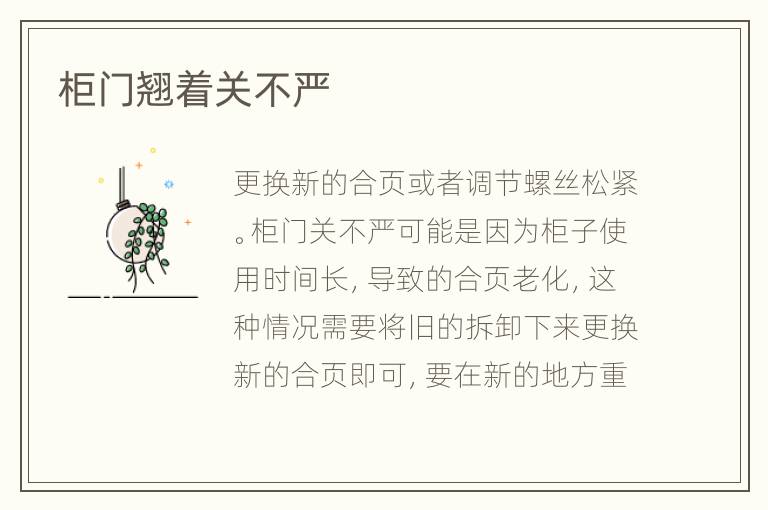 柜門翹著關(guān)不嚴(yán)