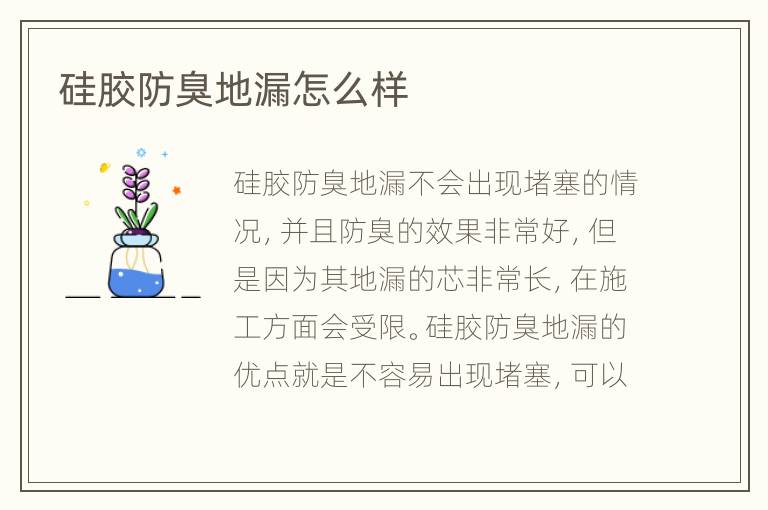 硅膠防臭地漏怎么樣