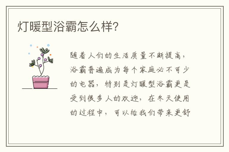 燈暖型浴霸怎么樣？