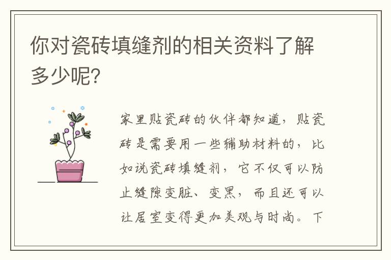 你對(duì)瓷磚填縫劑的相關(guān)資料了解多少呢？