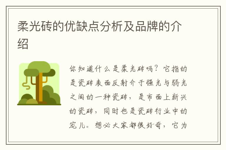 柔光磚的優(yōu)缺點(diǎn)分析及品牌的介紹