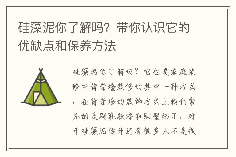 硅藻泥你了解嗎？帶你認(rèn)識(shí)它的優(yōu)缺點(diǎn)和保養(yǎng)方法