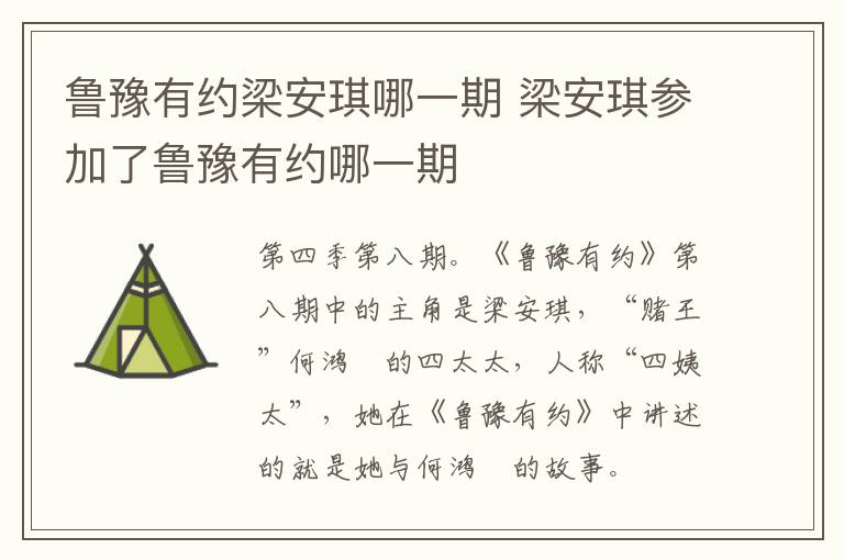 魯豫有約梁安琪哪一期 梁安琪參加了魯豫有約哪一期