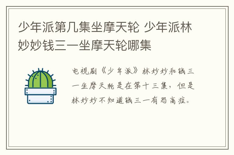 少年派第幾集坐摩天輪 少年派林妙妙錢三一坐摩天輪哪集