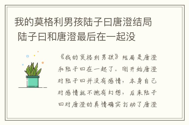 我的莫格利男孩陸子曰唐澄結(jié)局 陸子曰和唐澄最后在一起沒