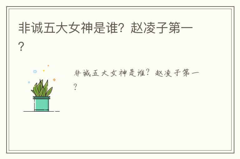 非誠五大女神是誰？趙凌子第一？
