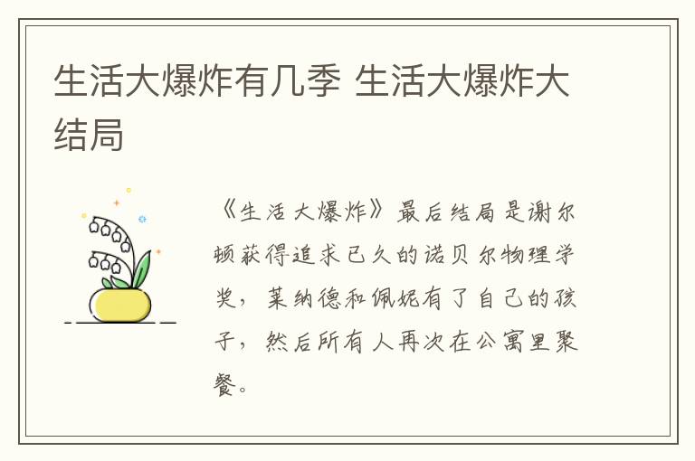 生活大爆炸有幾季 生活大爆炸大結(jié)局