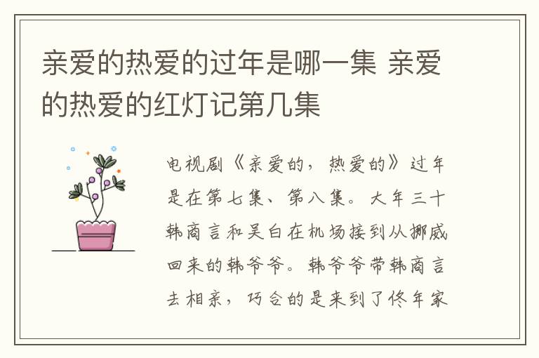 親愛的熱愛的過年是哪一集 親愛的熱愛的紅燈記第幾集