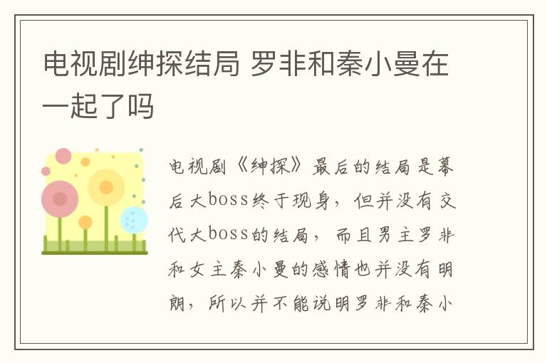 電視劇紳探結(jié)局 羅非和秦小曼在一起了嗎