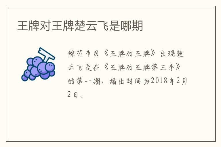 王牌對(duì)王牌楚云飛是哪期