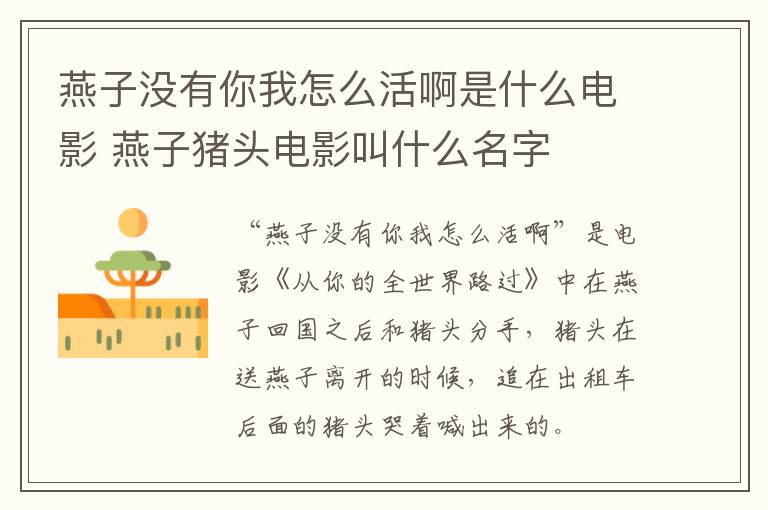 燕子沒有你我怎么活啊是什么電影 燕子豬頭電影叫什么名字
