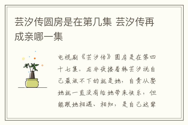 蕓汐傳圓房是在第幾集 蕓汐傳再成親哪一集