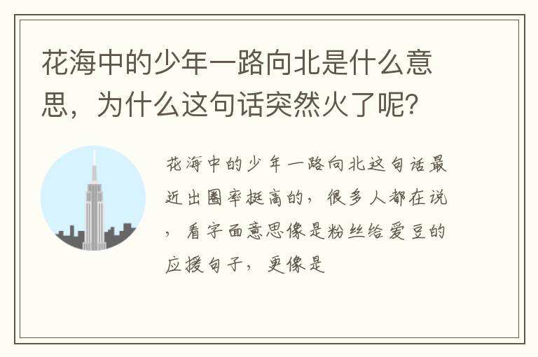 花海中的少年一路向北是什么意思，為什么這句話突然火了呢？