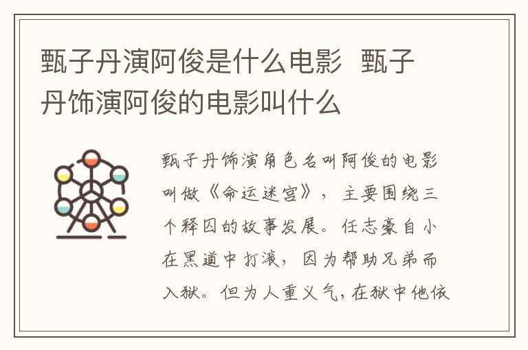 甄子丹演阿俊是什么電影  甄子丹飾演阿俊的電影叫什么