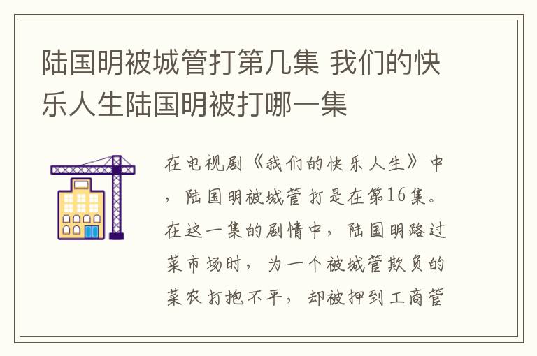 陸國明被城管打第幾集 我們的快樂人生陸國明被打哪一集