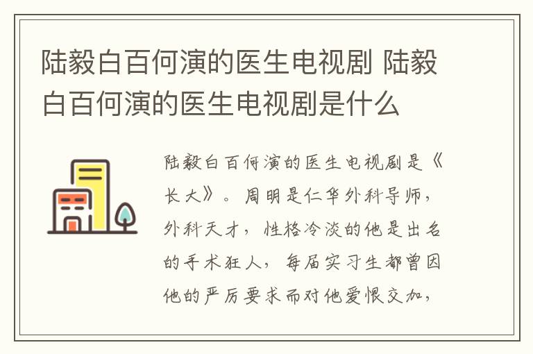 陸毅白百何演的醫(yī)生電視劇 陸毅白百何演的醫(yī)生電視劇是什么