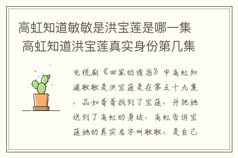高虹知道敏敏是洪寶蓮是哪一集 高虹知道洪寶蓮真實身份第幾集