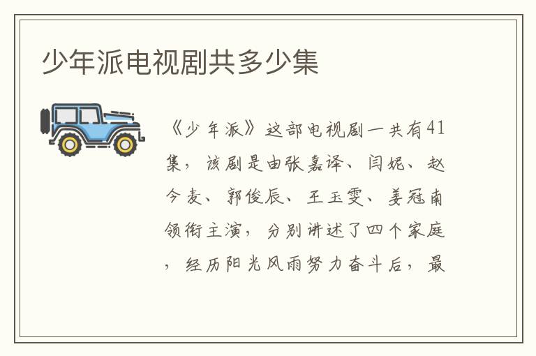 少年派電視劇共多少集