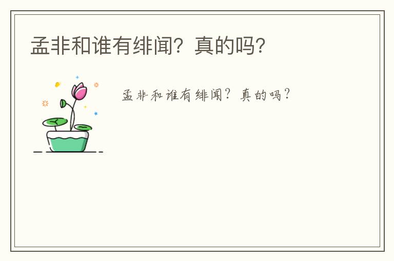 孟非和誰有緋聞？真的嗎？