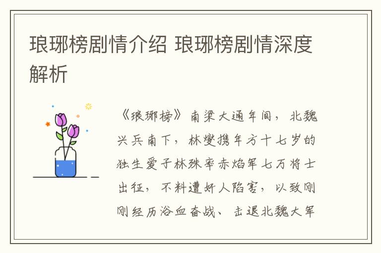 瑯琊榜劇情介紹 瑯琊榜劇情深度解析