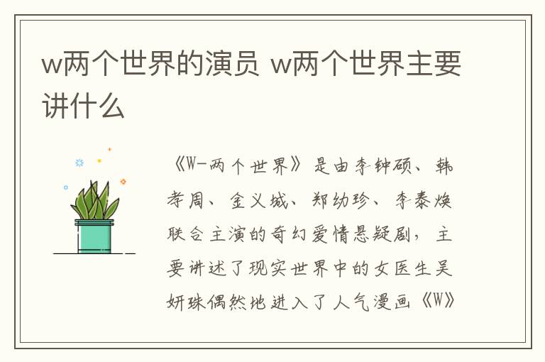 w兩個世界的演員 w兩個世界主要講什么