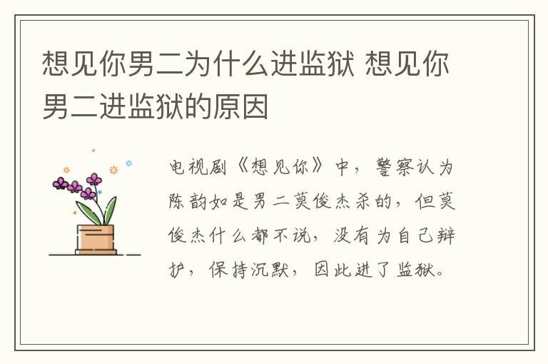 想見(jiàn)你男二為什么進(jìn)監(jiān)獄 想見(jiàn)你男二進(jìn)監(jiān)獄的原因