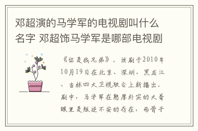 鄧超演的馬學軍的電視劇叫什么名字 鄧超飾馬學軍是哪部電視劇