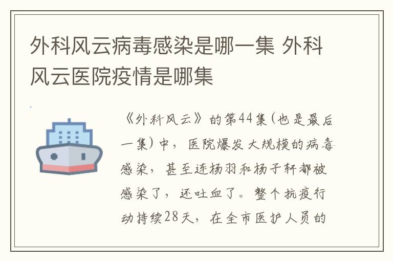 外科風(fēng)云病毒感染是哪一集 外科風(fēng)云醫(yī)院疫情是哪集