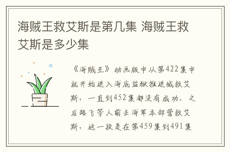 海賊王救艾斯是第幾集 海賊王救艾斯是多少集