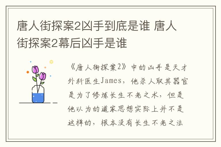 唐人街探案2兇手到底是誰 唐人街探案2幕后兇手是誰