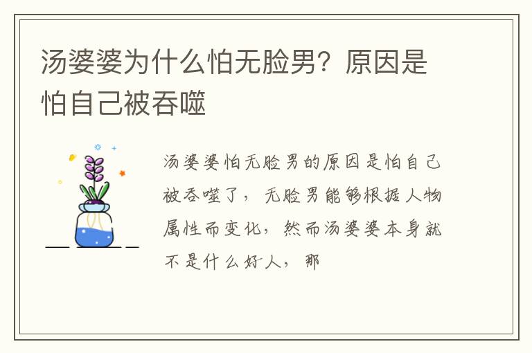 湯婆婆為什么怕無(wú)臉男？原因是怕自己被吞噬