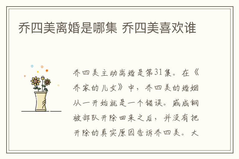 喬四美離婚是哪集 喬四美喜歡誰