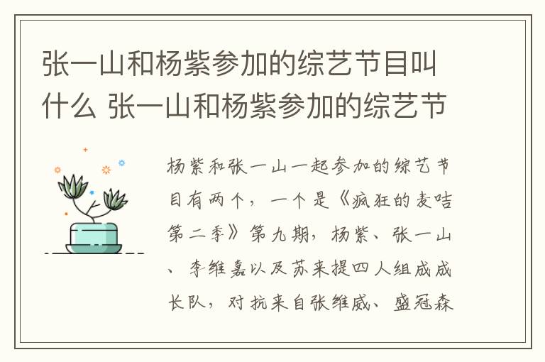 張一山和楊紫參加的綜藝節(jié)目叫什么 張一山和楊紫參加的綜藝節(jié)目