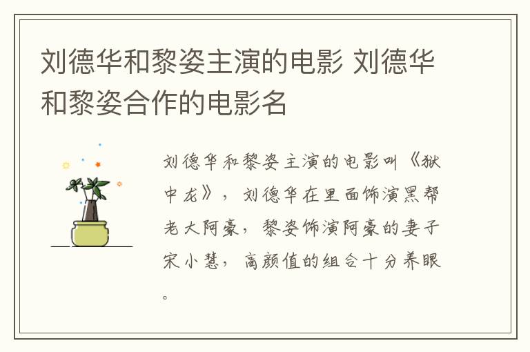 劉德華和黎姿主演的電影 劉德華和黎姿合作的電影名