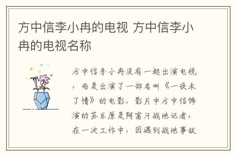 方中信李小冉的電視 方中信李小冉的電視名稱